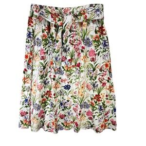 Boca Bay Floral A Line Skirt Womens L Multicolor Tie Waist Garden Cottagecore
